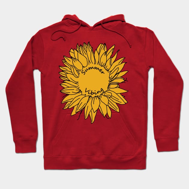 Summer Vibing Sunflower Hoodie by ellenhenryart